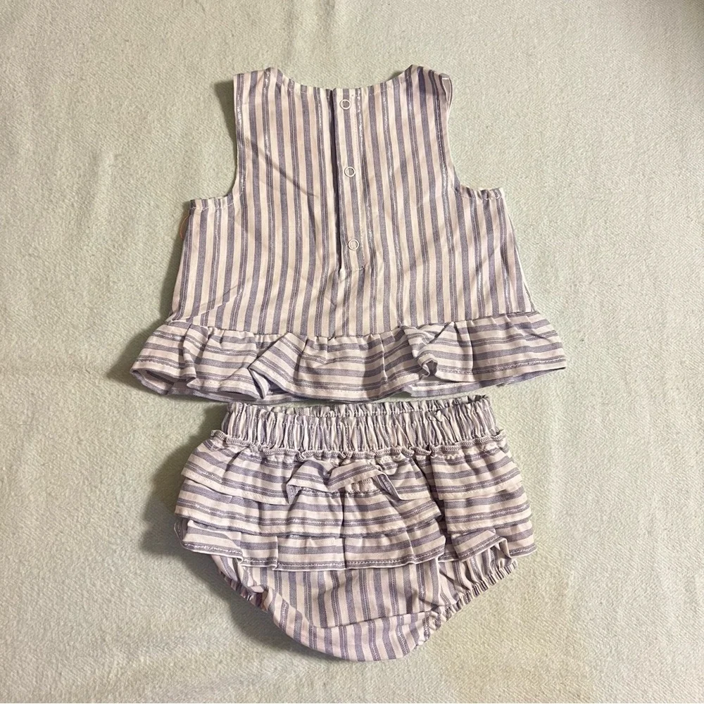 NWT! Cat & Jack Top & Bloomers, 2-Piece Set, Blue & White Stripes, 6-9M